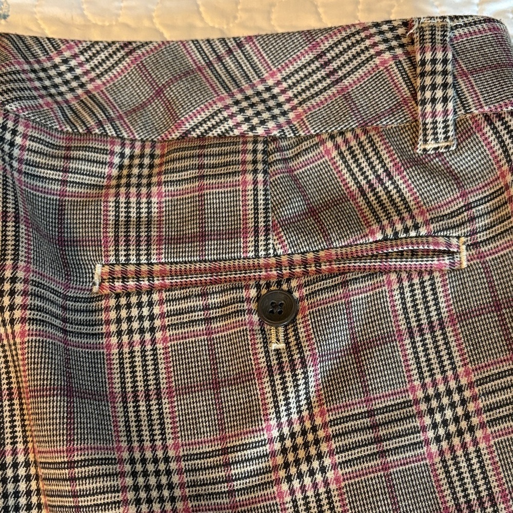 GAP Women’s Slim Cropped Plaid Pants -Brown, Tan & Pink Size 6 Stretch - Picture 8 of 10